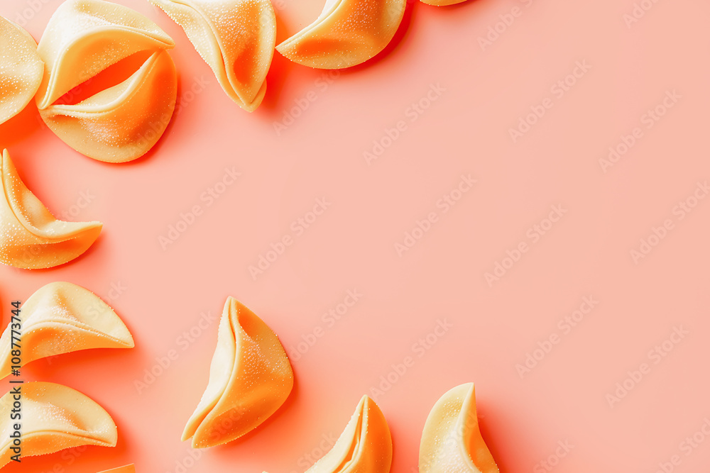 Top view of cookies on pastel pink background Top view of cookies on pastel pink background