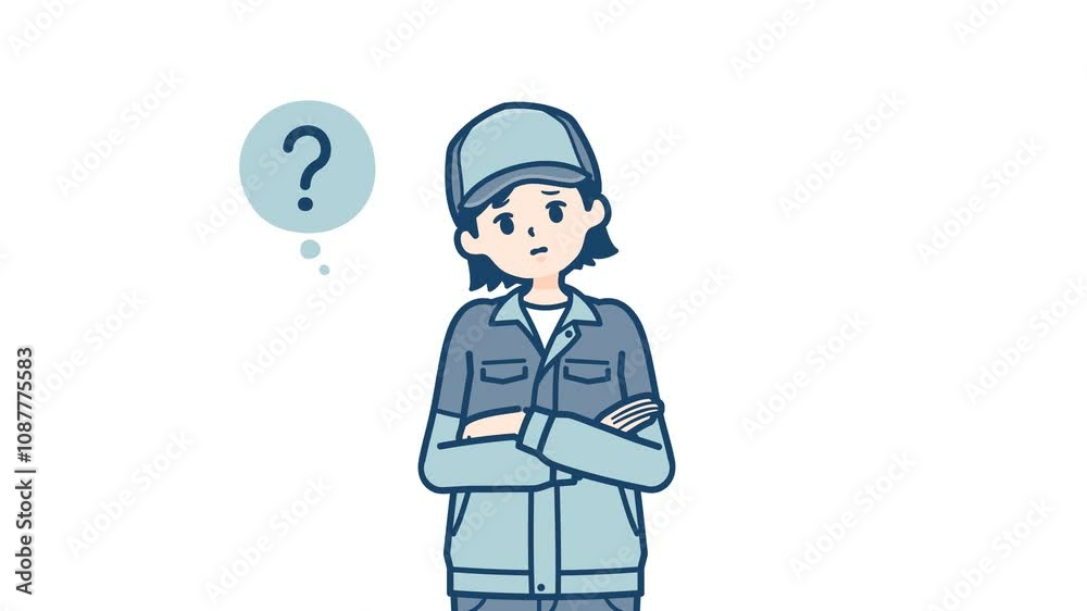 Delivery woman_think and Not Understand_with alpha channel Delivery woman_think and Not Understand_with alpha channel
