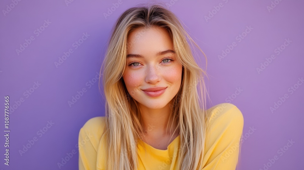Fototapeta premium The Young Woman Smiling Joyfully