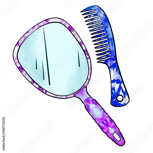 mirror, comb, accessories