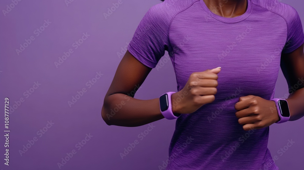 custom made wallpaper toronto digitalFitness Runner with Smartwatch in Purple Activewear Against Matching Background