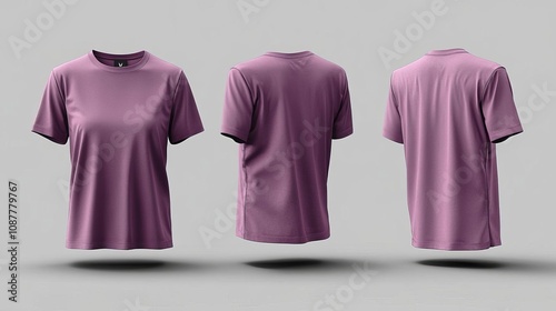 Purple Women s T Shirt Mockup  Front  Back  and Side Views photo