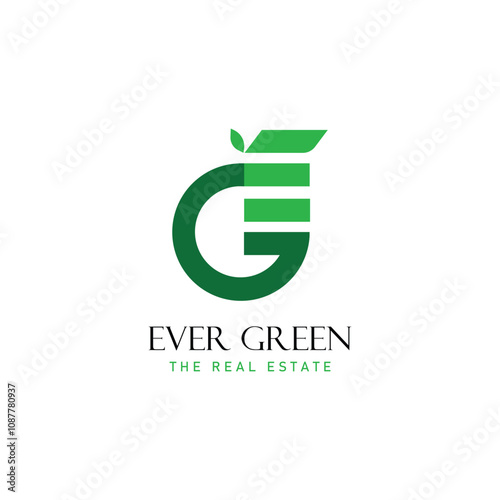Letter EG Logo for Evergreen Estate – Real Estate, Eco-Friendly, and Elegant Branding