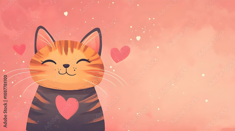 Cat, love your pet day, banner, greeting card, social media, pink background Cat, love your pet day, banner, greeting card, social media, pink background