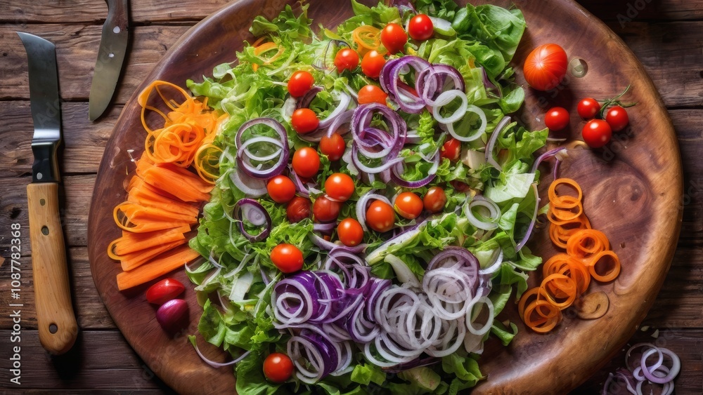 Naklejka premium Preparing vegetable salad