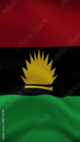 Biafra Waving Flag in Vertical Orientation. Realistic Flag Animation. Seamless Loop Background. photo