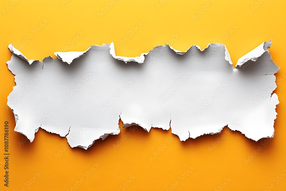Obraz premium A flat top view of a blank piece of torn textured cardboard in a minimalist style