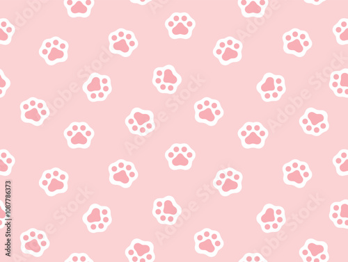 Cat paw seamless vector pattern illustration
