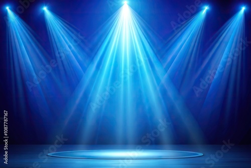 blue stage background with glowing light Medium Shot