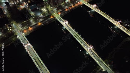 Pittsburgh Pennsylvania Penguins PPG Paints Arena Fall Winter Night Drone Aerial 4K photo