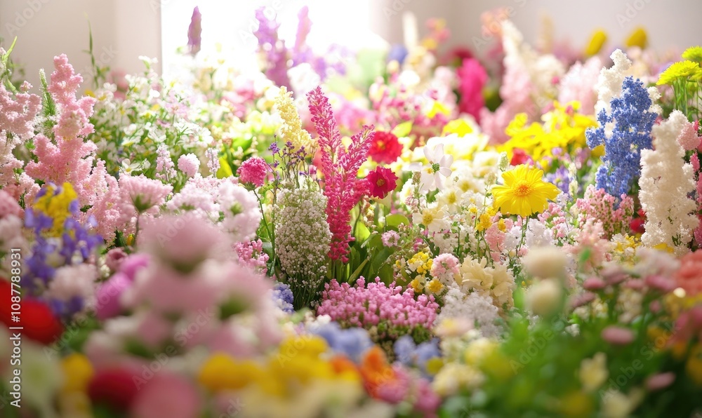 Obraz premium Colorful Blooms in a Field of Flowers: A Summertime Delight