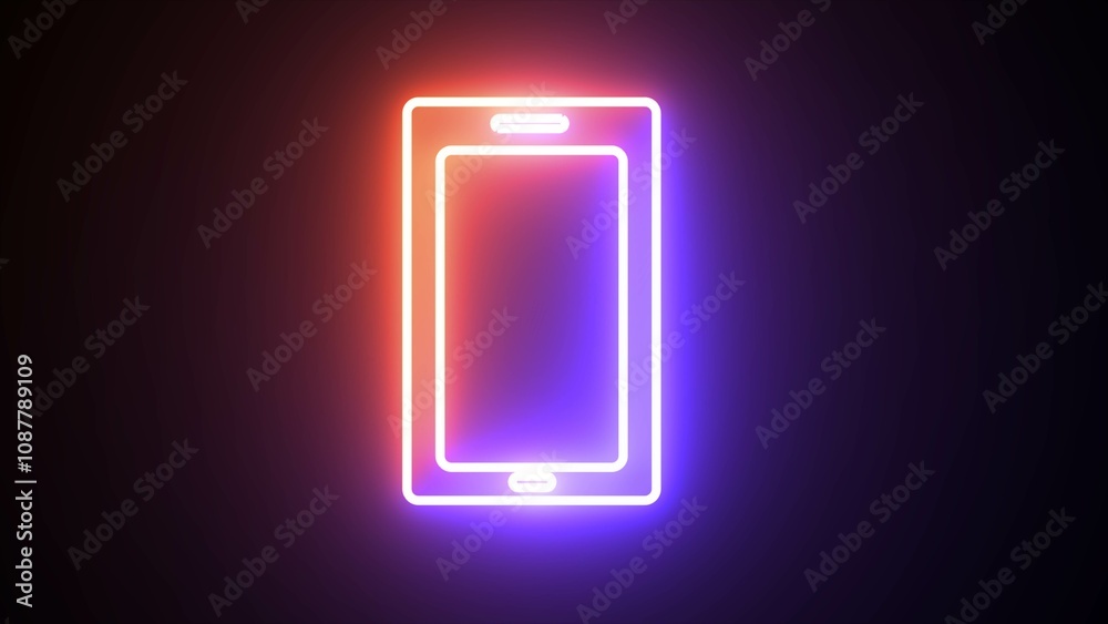 Icon of mobile set with two different blur color bearing black background Icon of mobile set with two different blur color bearing black background