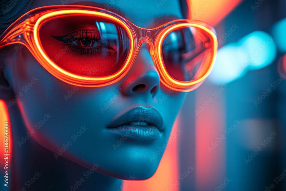 A retro-futuristic mannequin with smooth contours and vibrant sunglasses, A retro-futuristic mannequin with smooth contours and vibrant sunglasses,