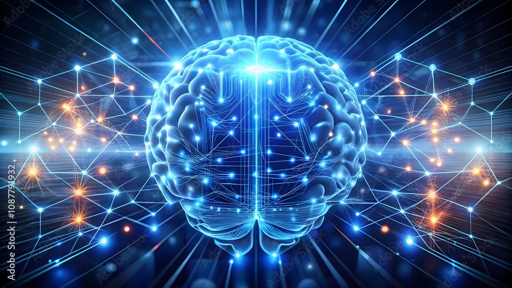 Glowing AI brain data streams, futuristic artificial intelligence concept
Glowing AI brain data streams, futuristic artificial intelligence concept