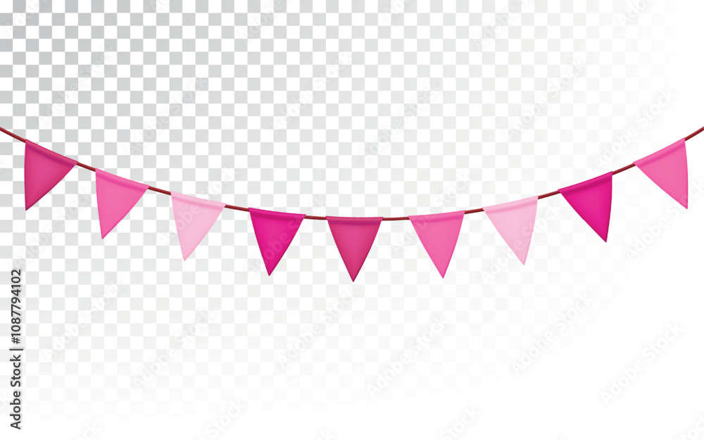 Girl pink flag garland. Sweet girly.  Elegant fabric baby shower banners.