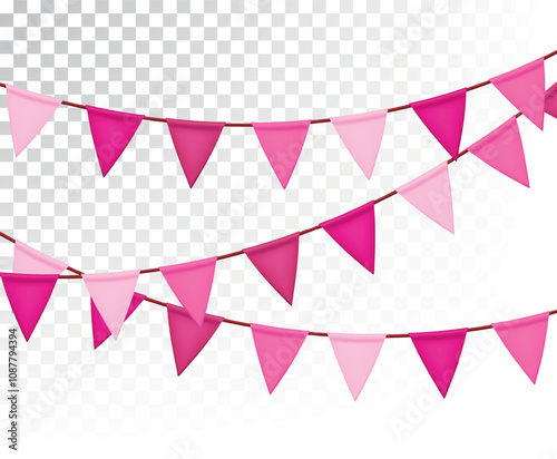 Girl pink flag garland. Sweet girly.  Elegant fabric baby shower banners.