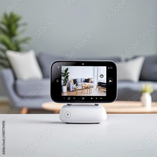 Home monitoring video feed, motion detection alerts, sleek design