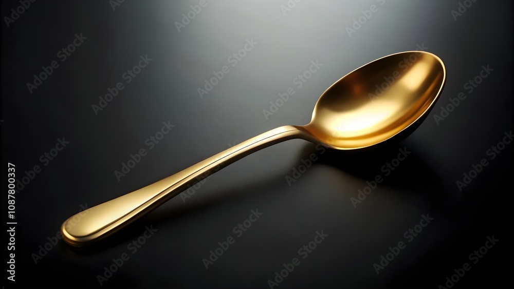 Golden spoon on black background, elegant luxury dining concept Golden spoon on black background, elegant luxury dining concept