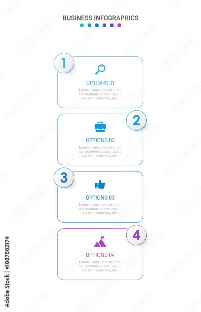 Vertical progress bar featuring 4 arrow-shaped elements, symbolizing the four stages of business strategy and progression. Clean timeline infographic design template. Vector for mobile presentation.