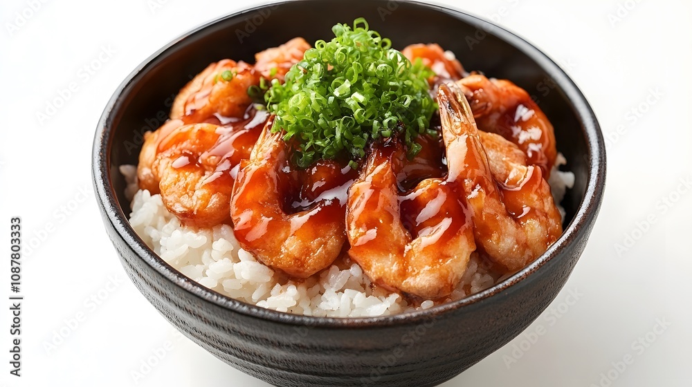 Food, Japanese Dish Donburi, on White Background, Photo Realistic, Wallpaper, Cover and Screen for Smartphone, PC, Laptop, 9:16 and 16:9 Format Food, Japanese Dish Donburi, on White Background, Photo Realistic, Wallpaper, Cover and Screen for Smartphone, PC, Laptop, 9:16 and 16:9 Format