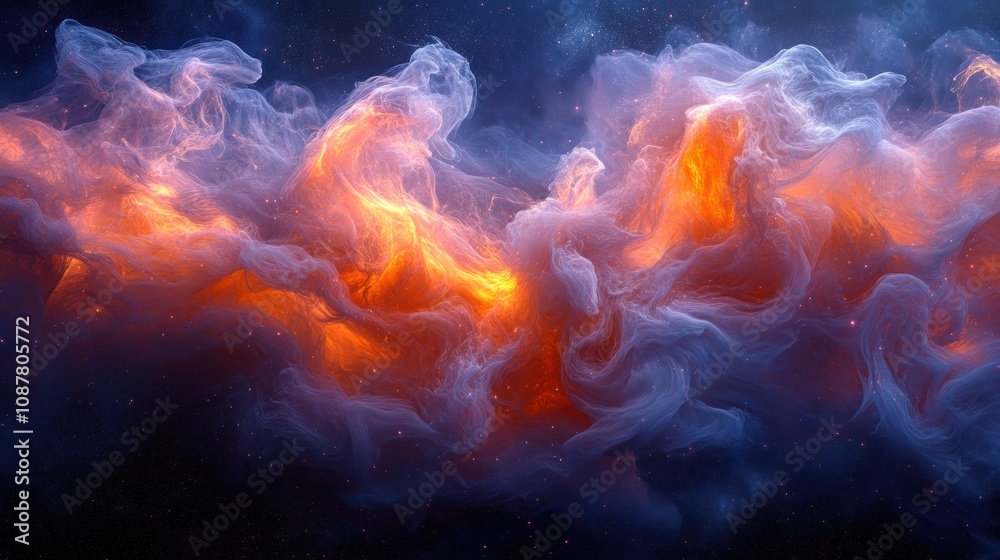 Abstract fiery nebula swirling in space. Abstract fiery nebula swirling in space.
