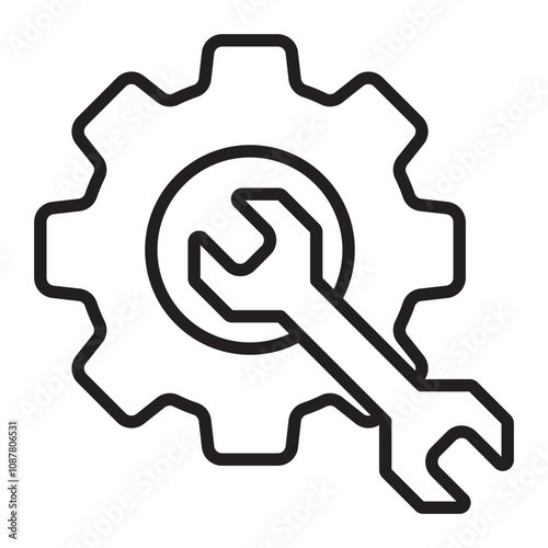 Wrench and Gear line icon.