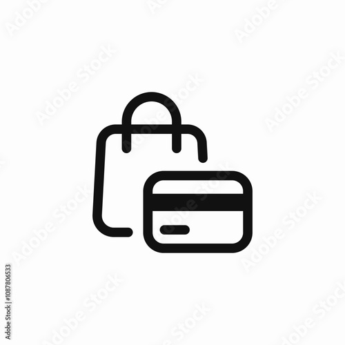 shopping bag bank card icon sign vector