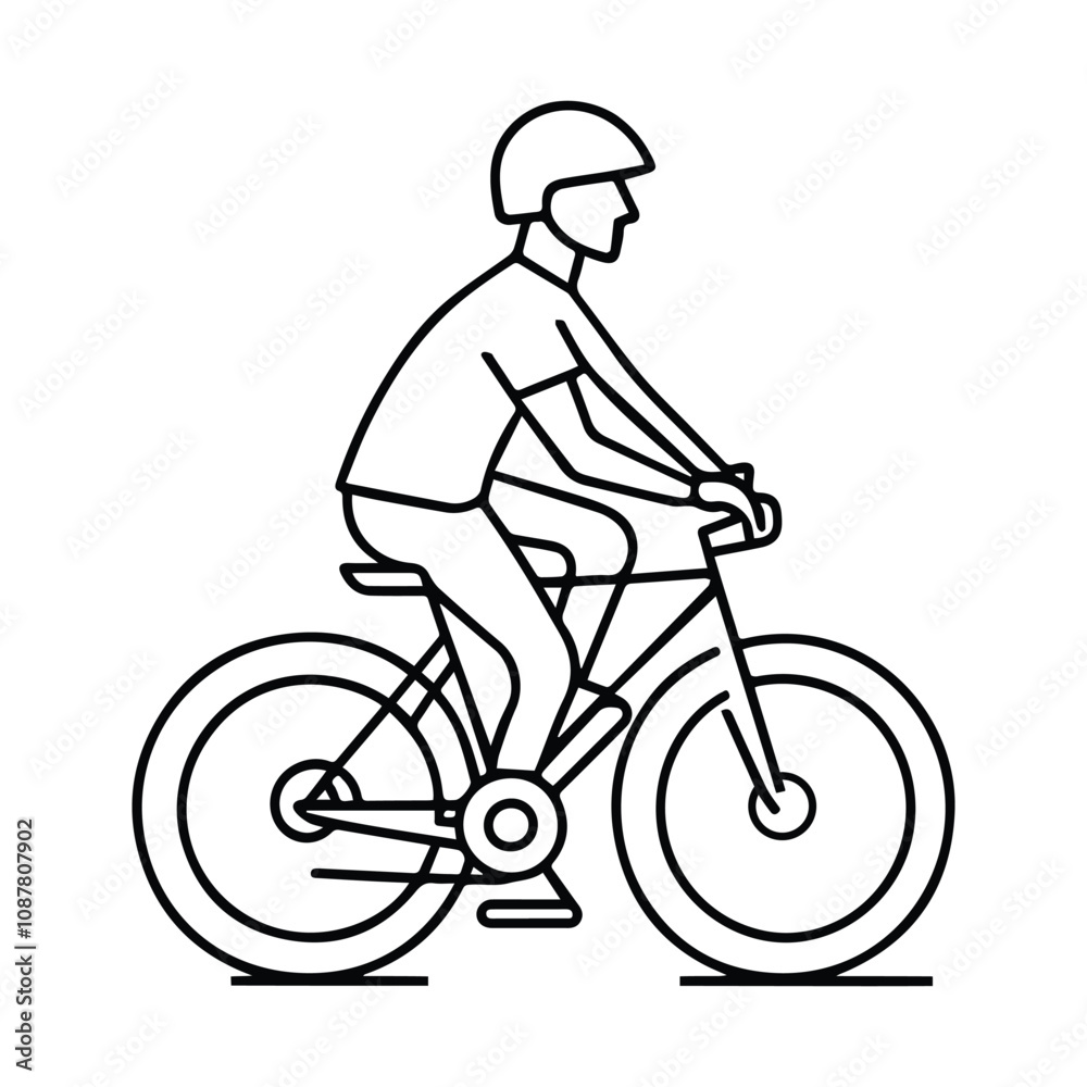 Obraz premium One-Line Art: A Cyclist's Journey Through Adventure and Sport
