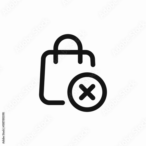 shopping bag reject delete icon sign vector