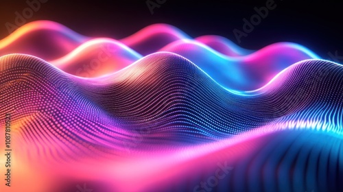 Wallpaper Mural Abstract glowing waves with pink and blue colors. Torontodigital.ca