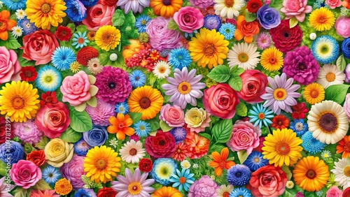 Colorful flower background of seamless wallpaper