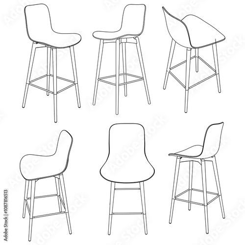 Bar stool perfect linear icon. Line art customizable illustration. Night club, drinking establishment, pub furniture. Vector isolated outline drawing
