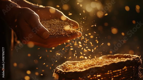hands sifting wheat