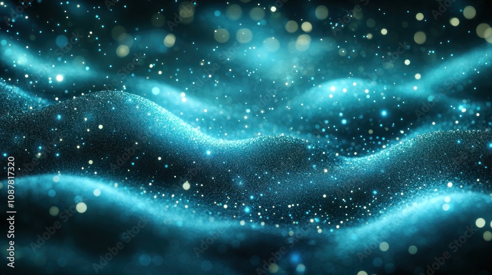Abstract waves of light and particles in blue tones. Abstract waves of light and particles in blue tones.