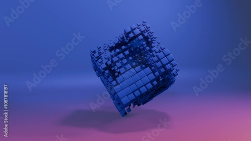 Cube red blue animated, 3D animation