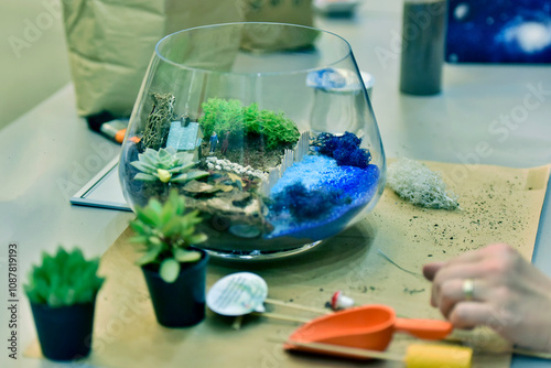 Terrarium making, beautiful terrariums in bowls