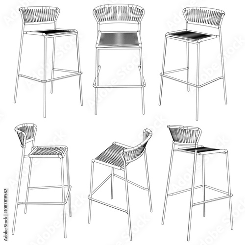 Bar stool perfect linear icon. Line art customizable illustration. Night club, drinking establishment, pub furniture. Vector isolated outline drawing