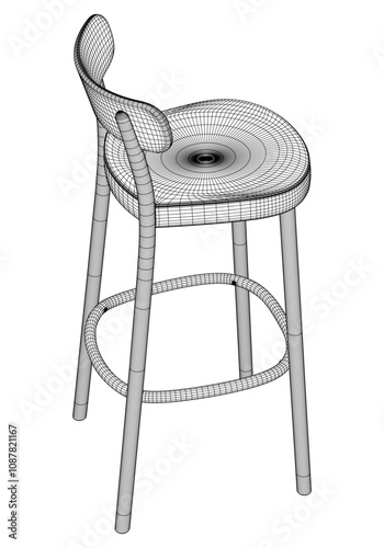 Hand-drawn bar chair and stool vector illustration. Editable line art design ideal for bar furniture, kitchen counters, and trendy seating options in modern interiors