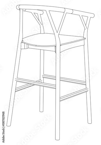 Bar chair and stool editable vector illustration  Fancy line art design, hand-drawn elements for modern bar furniture, stylish seating, and interior decor. Perfect for kitchen, lounge, or pub settings