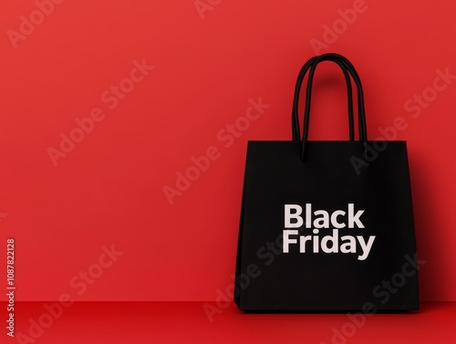 black friday, shopping bag, copy space, related to businesses, retail. photo