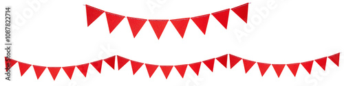 Red triangle flags. Isolated