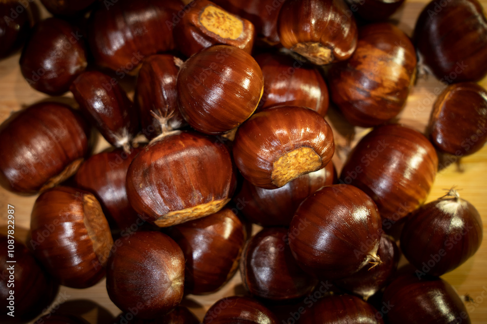 Fresh Brown Chestnuts Perfect for Autumn Cooking and Baking Fresh Brown Chestnuts Perfect for Autumn Cooking and Baking