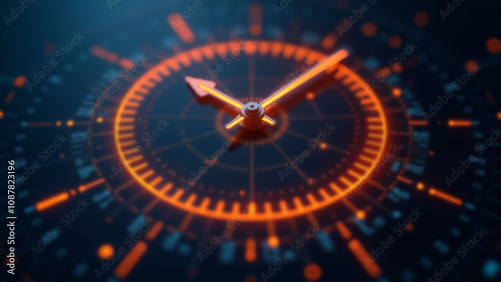 Neon futuristic clock. Business background. Neon futuristic clock. Business background.