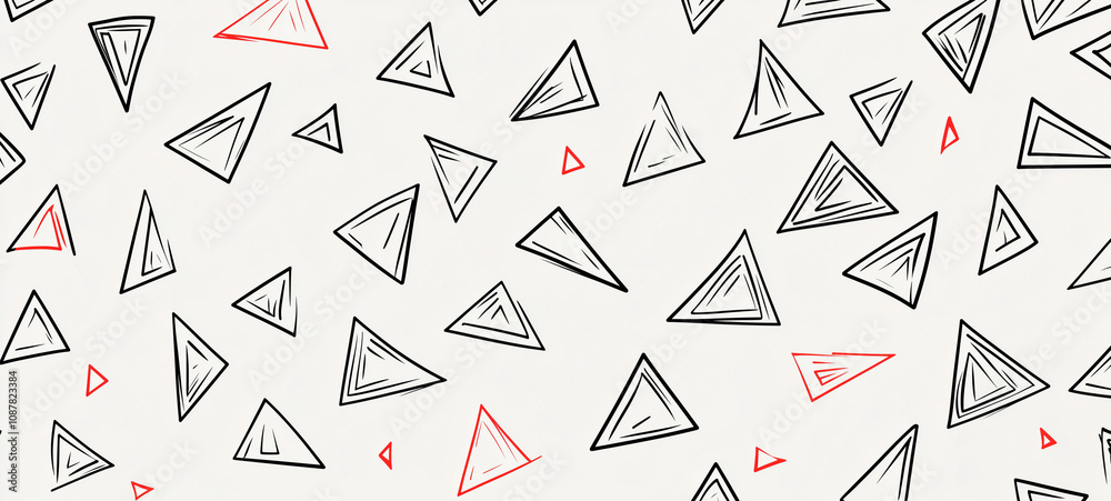 A seamless pattern of hand-drawn triangles, simple and elegant with clean lines, on a white background A seamless pattern of hand-drawn triangles, simple and elegant with clean lines, on a white background