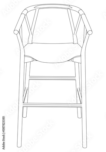 Hand-drawn bar chair and stool vector illustration. Editable line art design ideal for bar furniture, kitchen counters, and trendy seating options in modern interiors