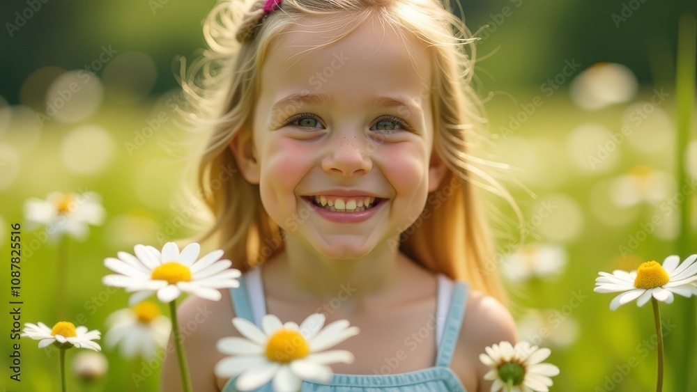 Portrait of a girl against the background of a chamomile field. Portrait of a girl against the background of a chamomile field.
