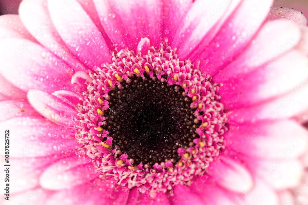 Close-up of pink gerbera with water drops Close-up of pink gerbera with water drops