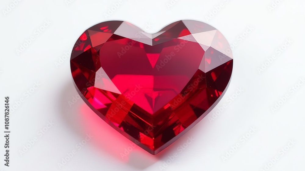 Red crystal heart on a white background.