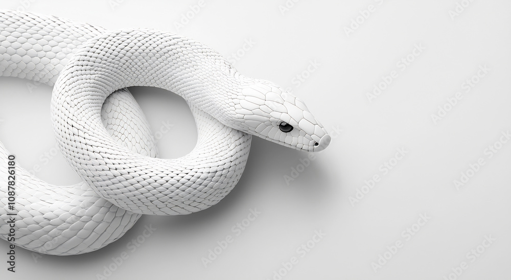 Fototapeta premium White snake on smooth surface