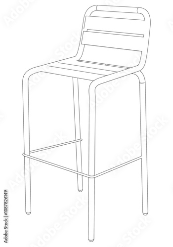 Hand-drawn bar chair and stool vector illustration. Editable line art design ideal for bar furniture, kitchen counters, and trendy seating options in modern interiors